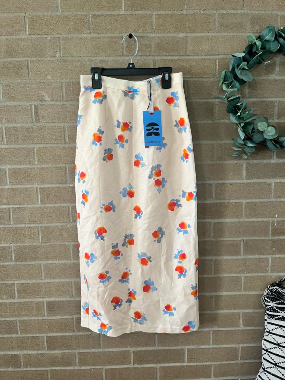 HUNTER BELL Cream Floral Midi Skirt Set with Red and Blue Accents - Picture 8 of 11